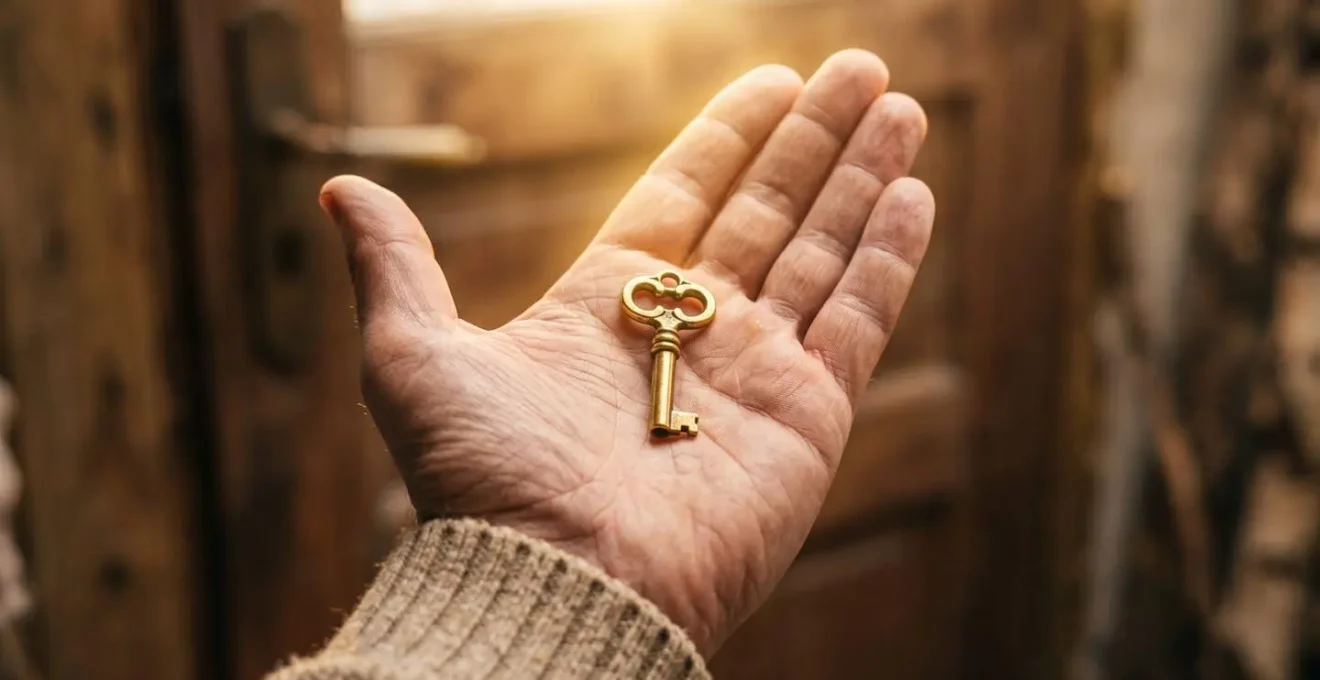 Main ouverte tenant une clé dorée, symbolisant l'accès au prêt immobilier grâce au CEL.